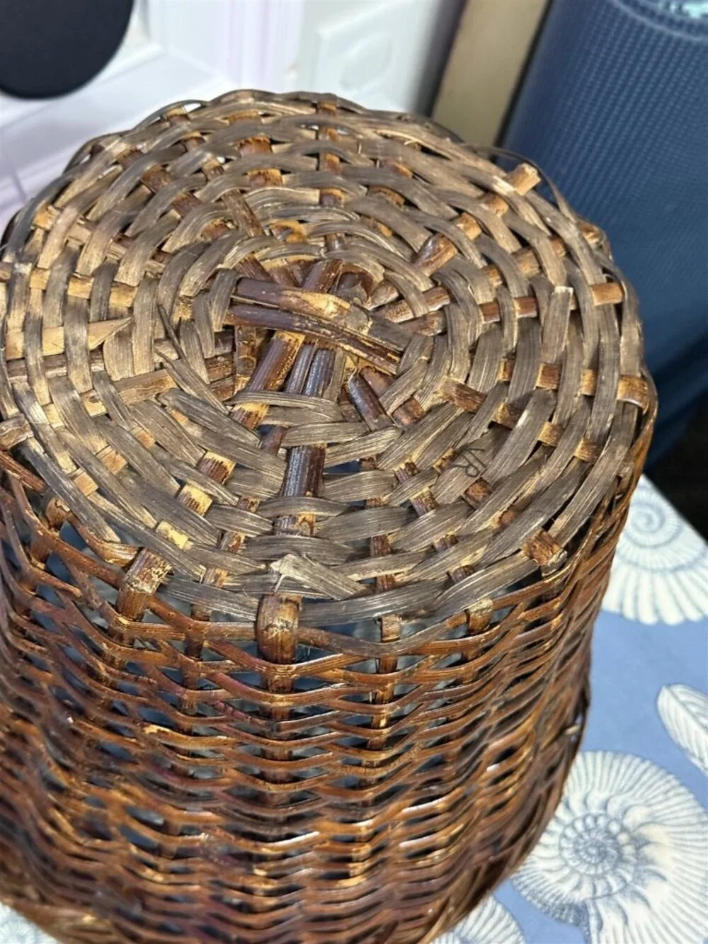 Vintage Rattan Wicker Planter Basket Brown Tall